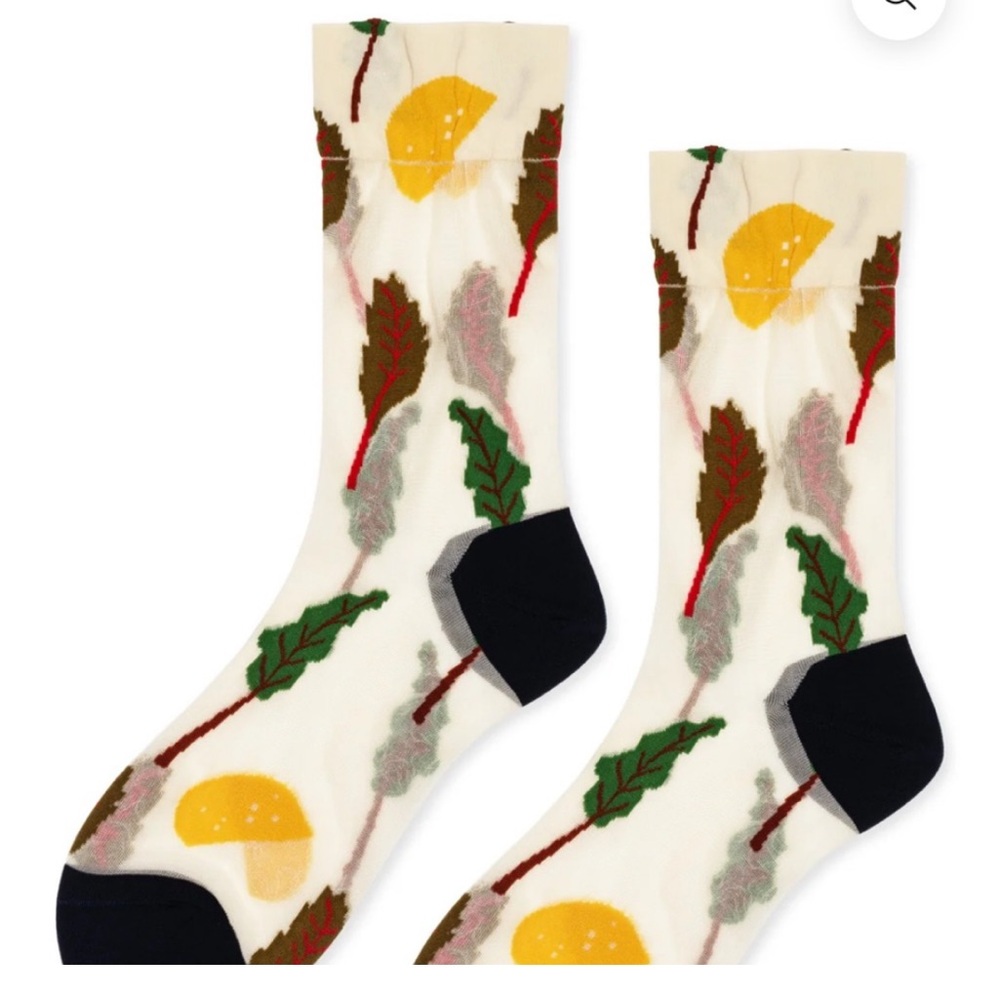 Hansel From Basel Swiss Chard Sheer Crew socks women’s NWT